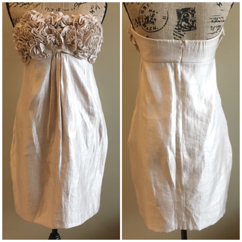 Alexia Admor strapless ruffle champagne dress