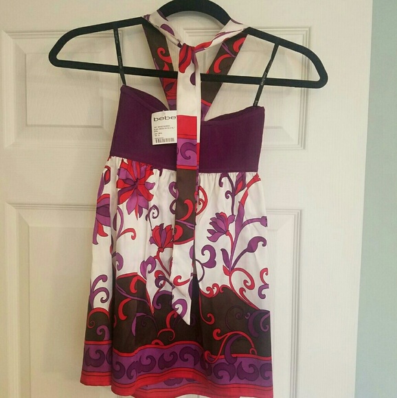 Brand new Bebe flowy keyhole halter top size S - Picture 2 of 4