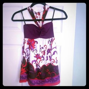 Brand new Bebe flowy keyhole halter top size S