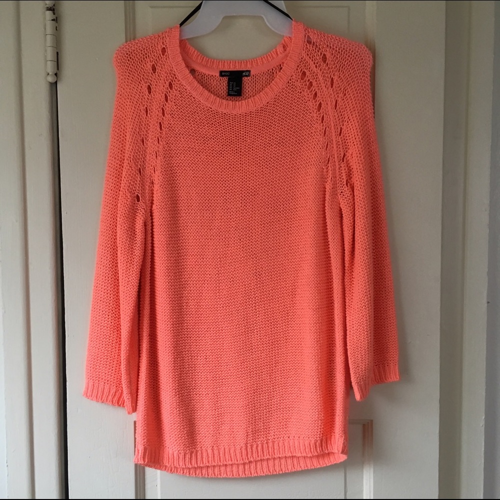 neon-y coral h&m sweater