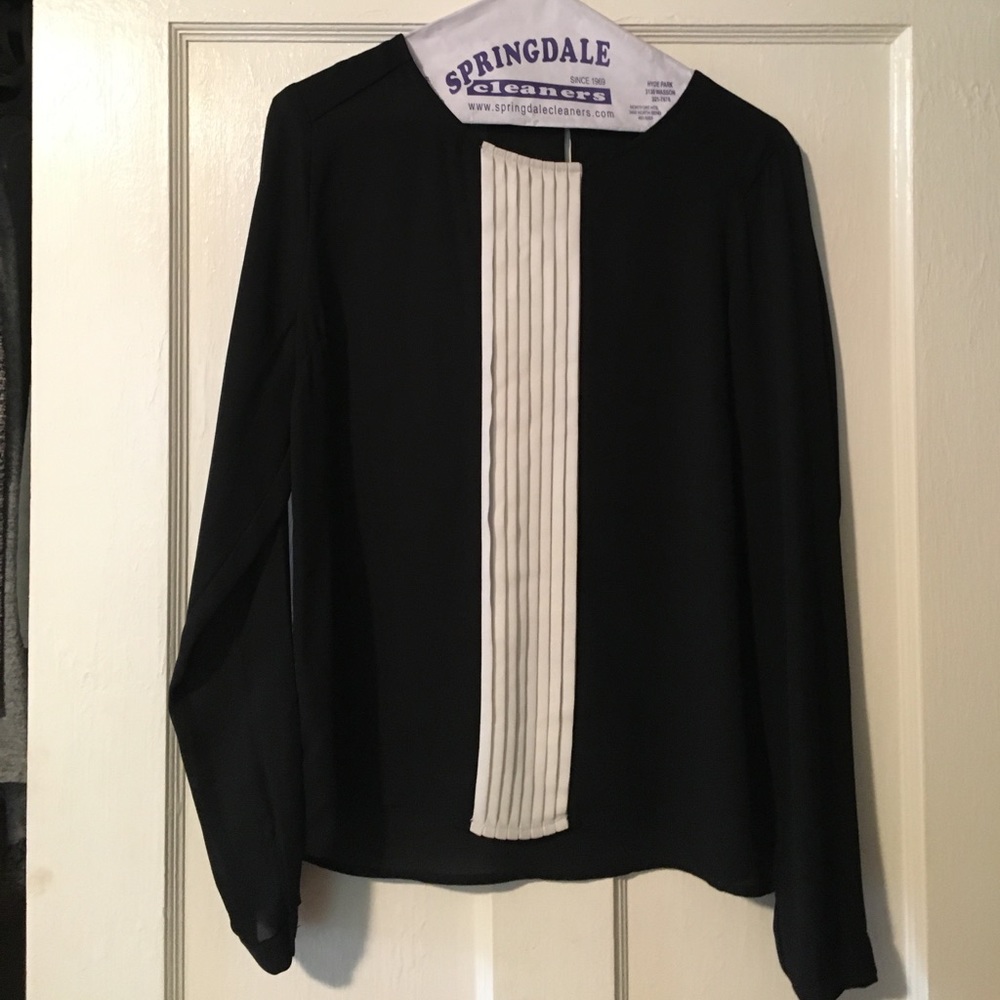 Black and cream silk blouse
