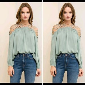 NEW ARRIVAL - Sage Cut-out Top