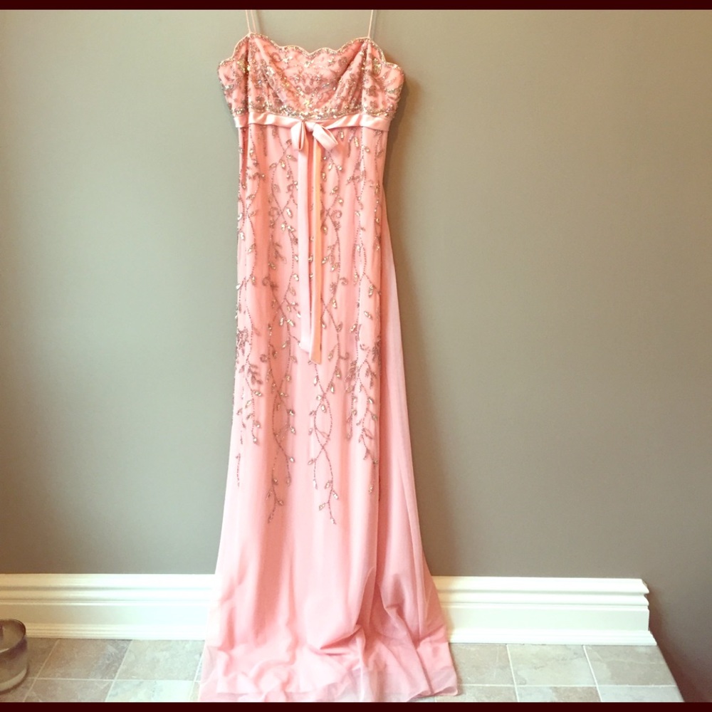 spaghetti strapped long sheer dress