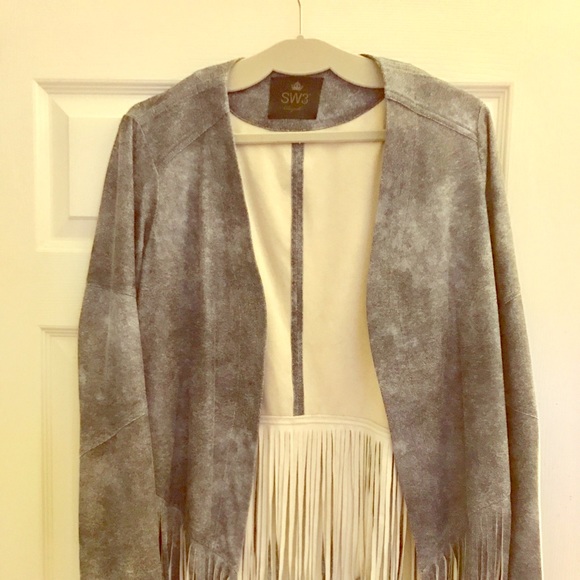 SW3 BESPOKE FAUX LEATHER FRINGE JACKET - Picture 3 of 3