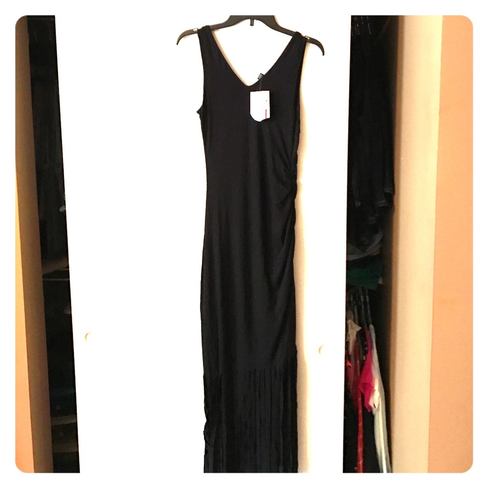 Black long fringe dress