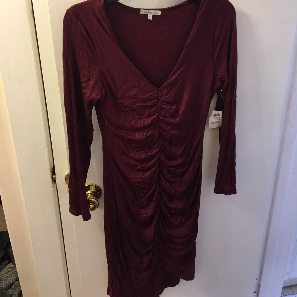 Charlotte Russe Maroon Ruched Fitted Dress