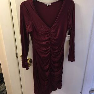 Charlotte Russe Maroon Ruched Fitted Dress