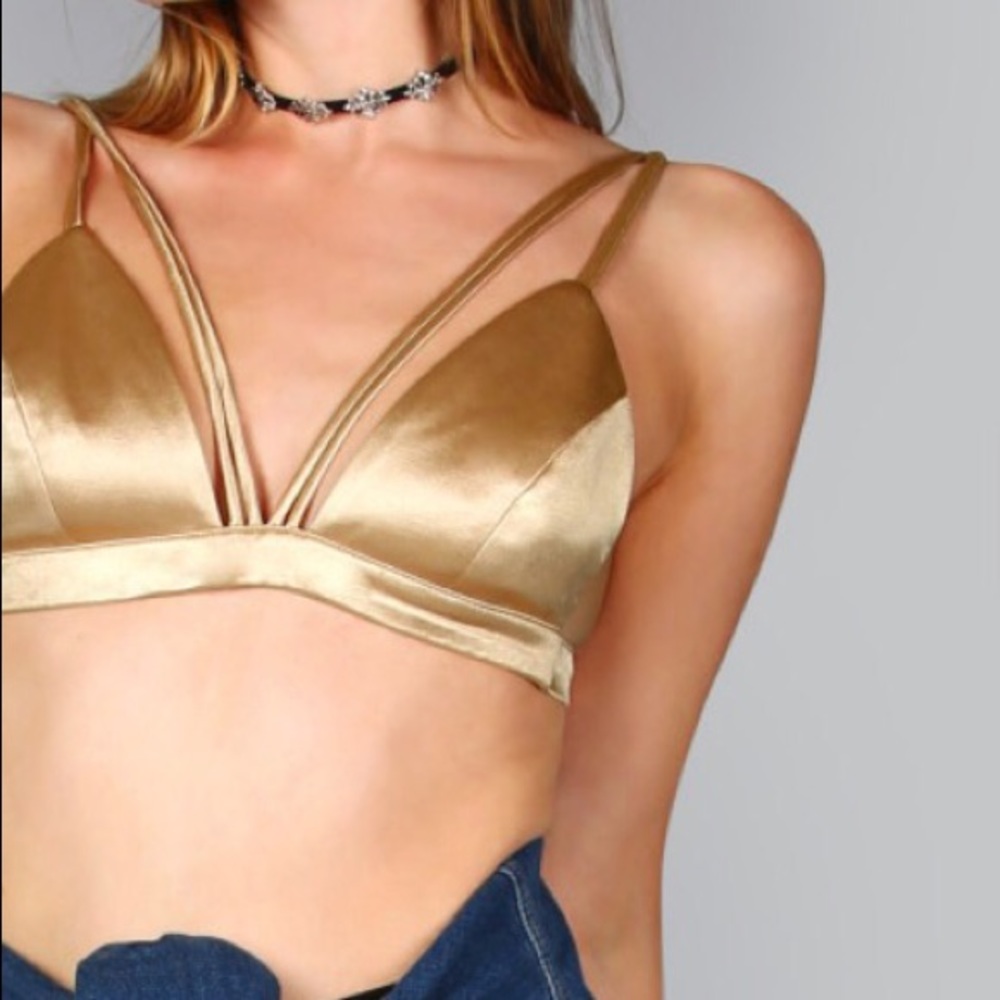 Triangle Satin Double Bra Bralette