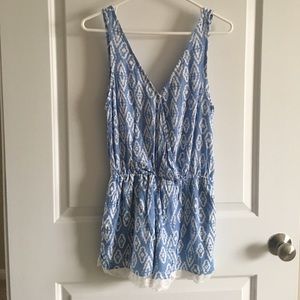 Blue and white romper