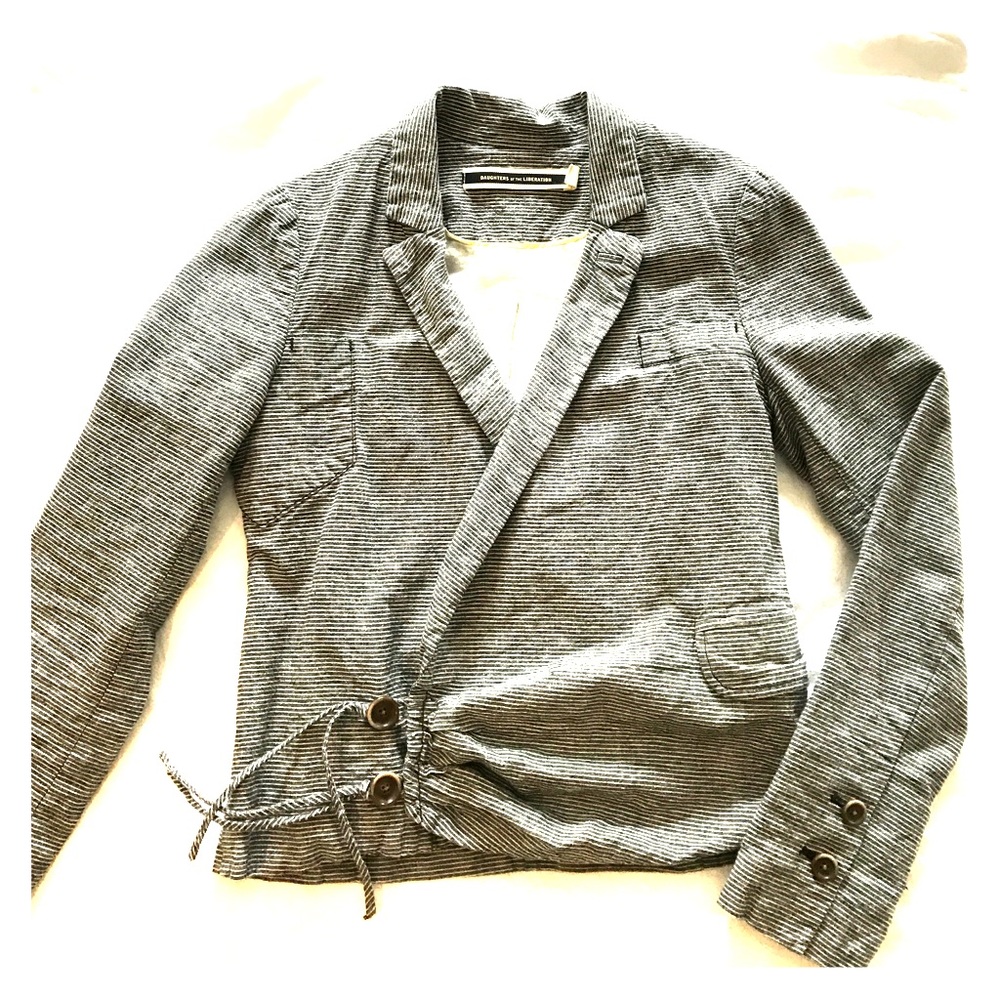 Casual navy and white striped blazer