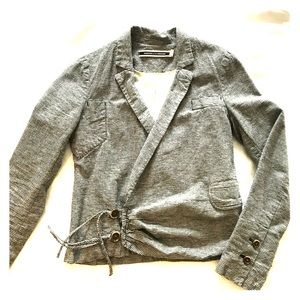 Casual navy and white striped blazer