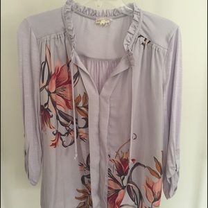Anthropologie lilac tab-sleeve top