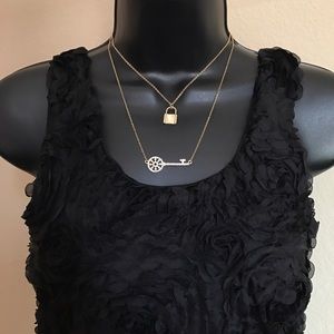Gold Key and Padlock Layered Necklace