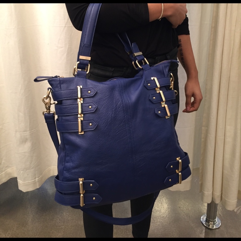 Royal blue with gold hardware multi purpose bag