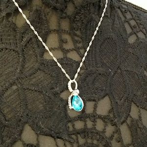 Sterling silver topaz w/ diamond accent neclace