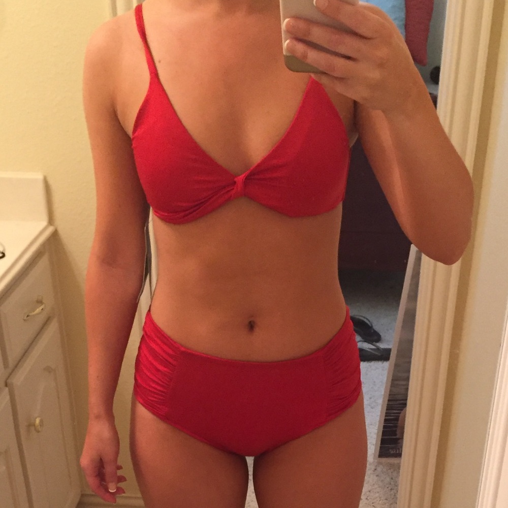 Red Zara high-waisted bikini - still has tags