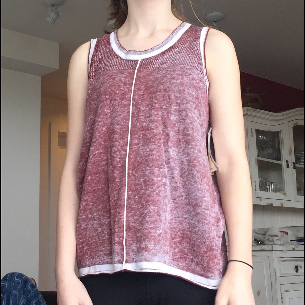 Heathered Maroon Tank top with off white trim