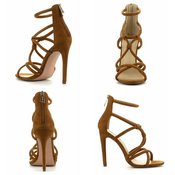 NEW Heels BROWN Criss Cross Sandal Heels - Picture 2 of 6