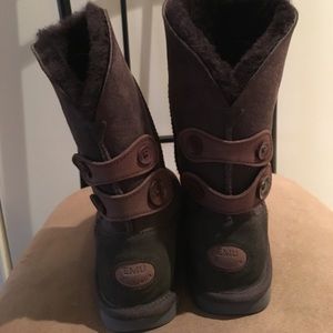 Dark Brown EMU Australia Fur-Lined Boots, Size 6-8
