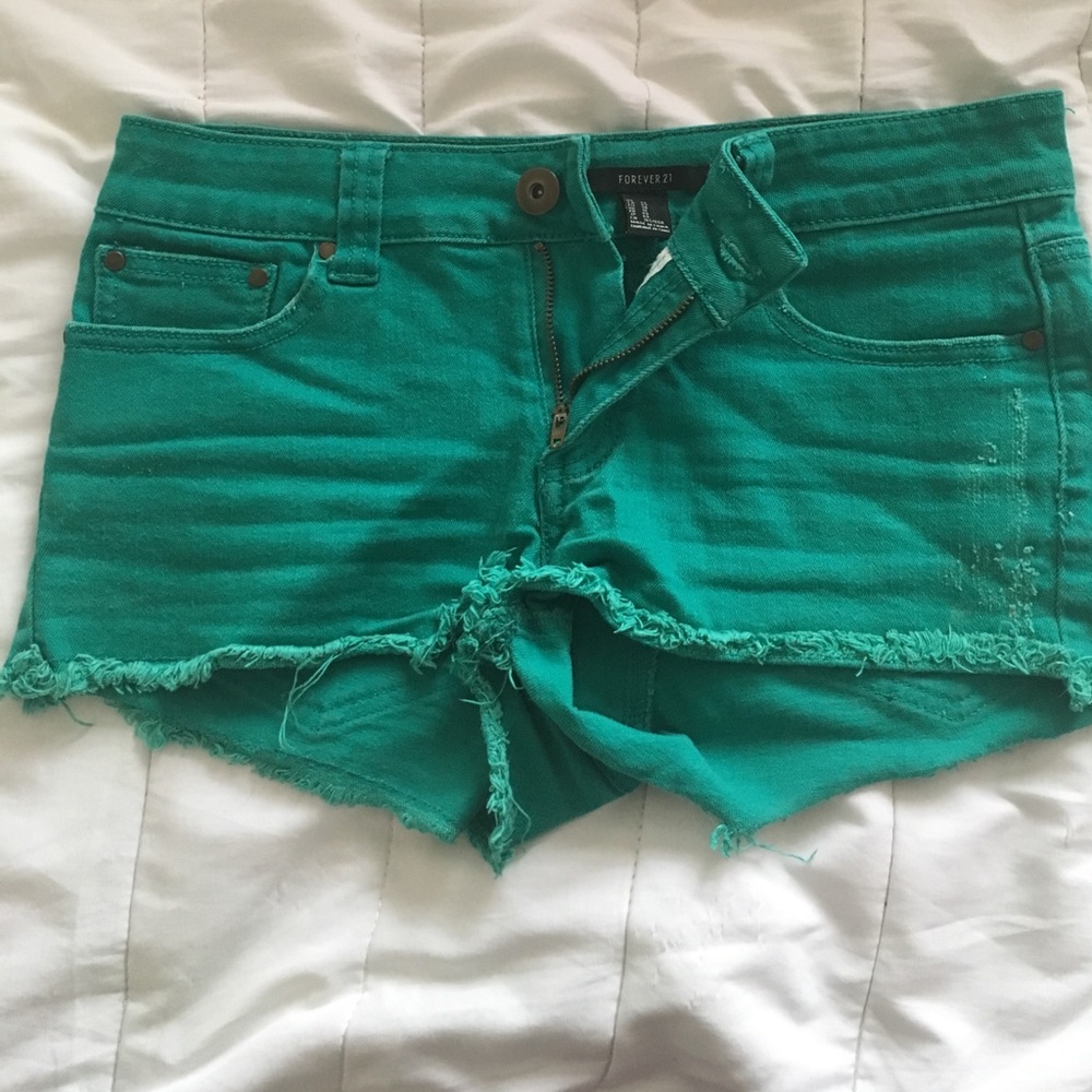 Forever 21 teal jean shorts