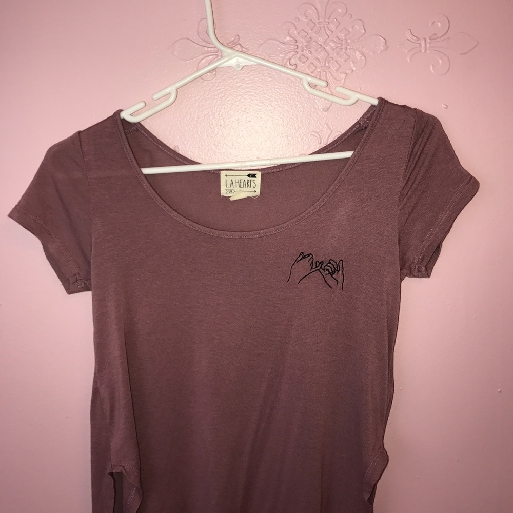 LA hearts mauve shirt embroidered