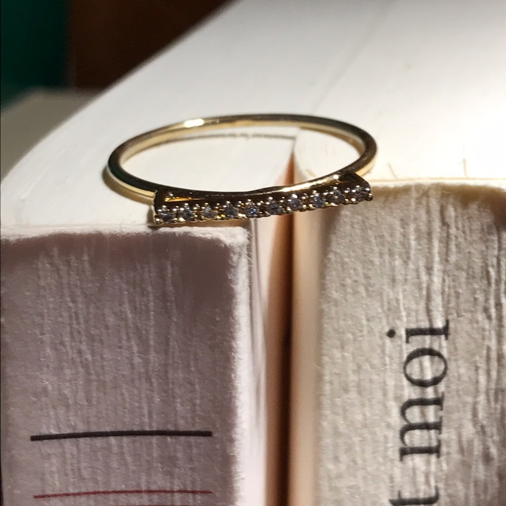 delicate stackable gold and micro pavé ring