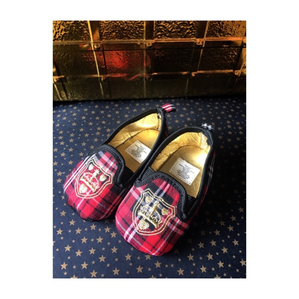 Plaid Loafers with gold detailing