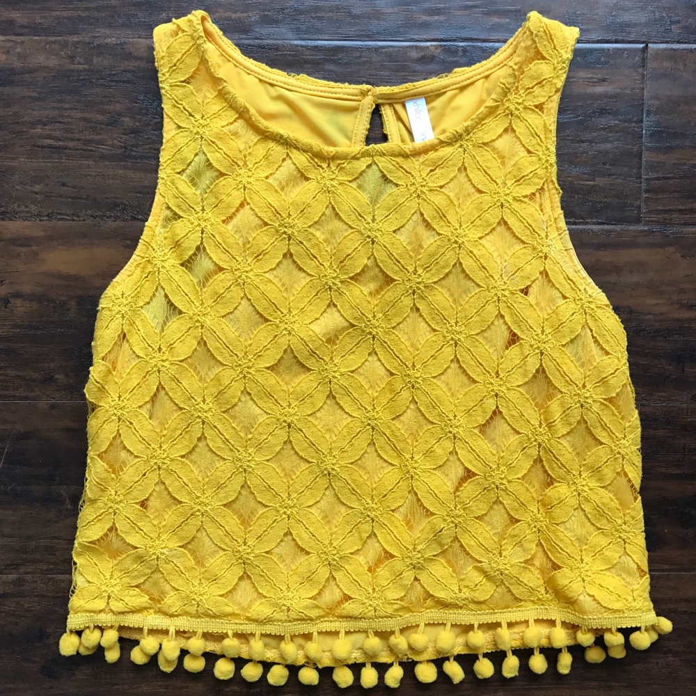 Bright Yellow Pom Pom Crop Top