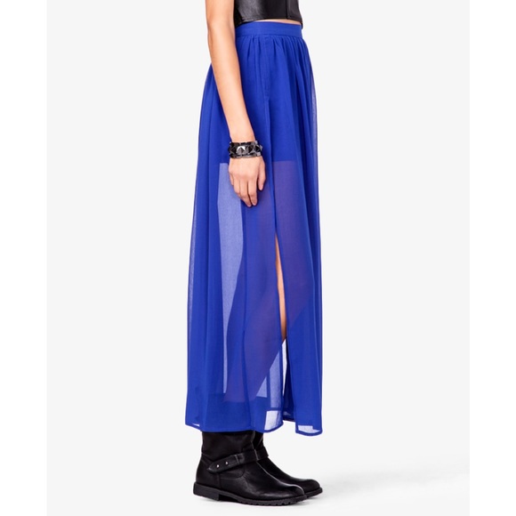 Zara Dresses & Skirts - 🔥SEND OFFERS🔥 blue chiffon maxi skirt slits