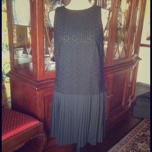 Loft -- Black sleeveless eyelet drop lace dress
