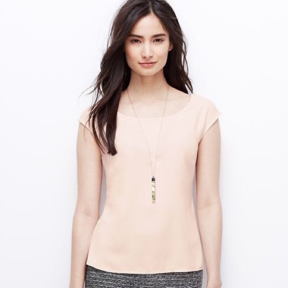 Two Ann Taylor blush pink and past blue peplum top