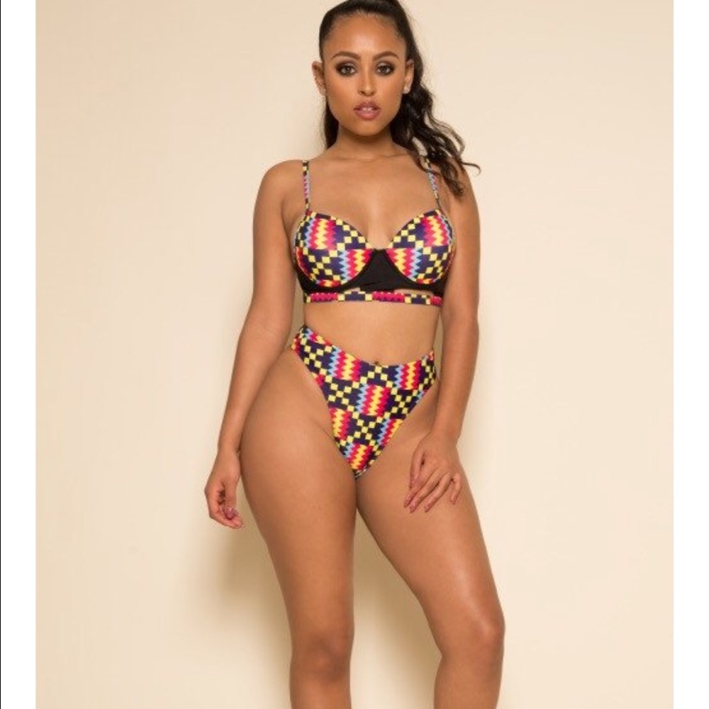 Jaded geometric high waist swimsuit M