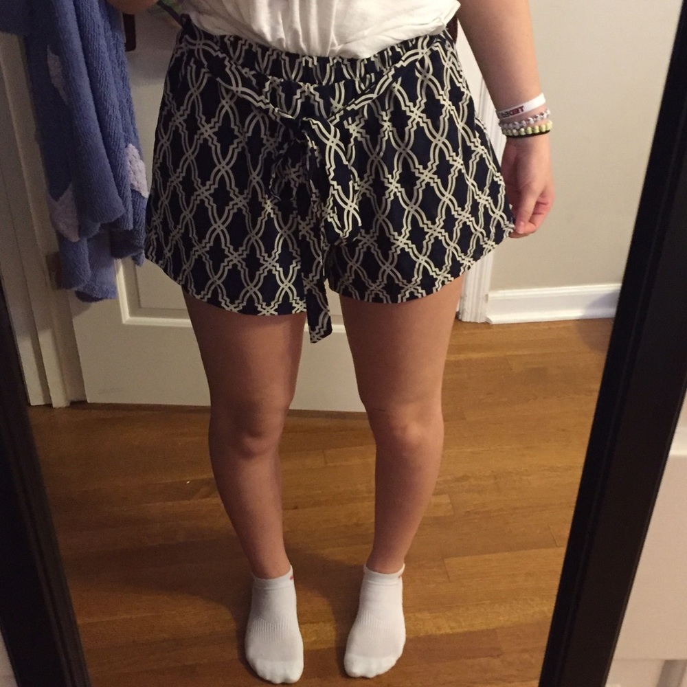Navy and white flowy shorts