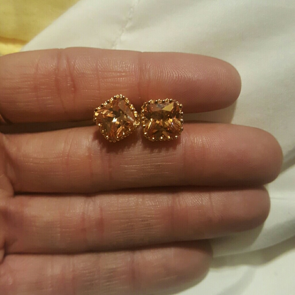 Sold-    NEW-  Champagne CZ Stone Earrings