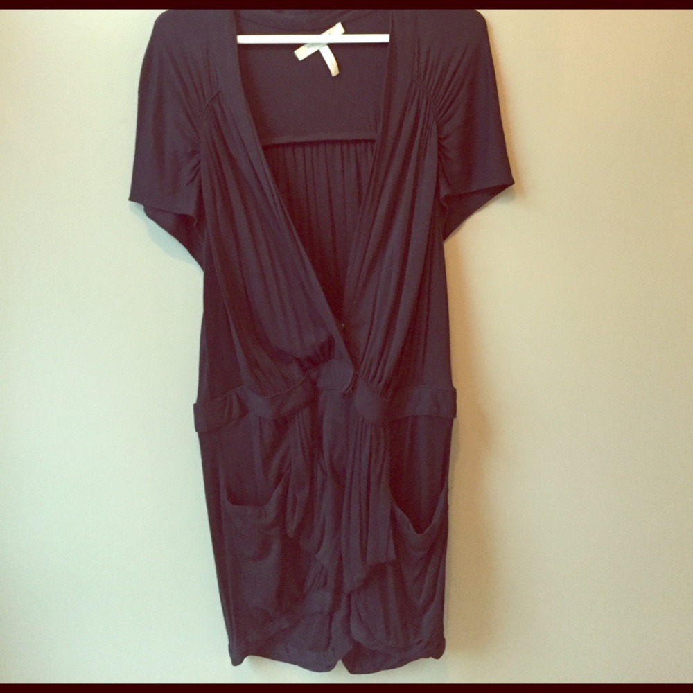 BCBG short sleeve low V cut romper