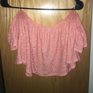 Coral off shoulder shirt
