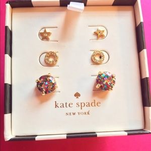 Kate Spade Earring Set - Multi Glitter Studs NIB
