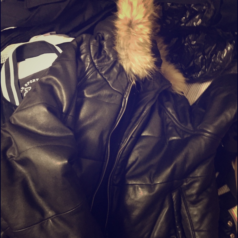 Leather bomber jacket