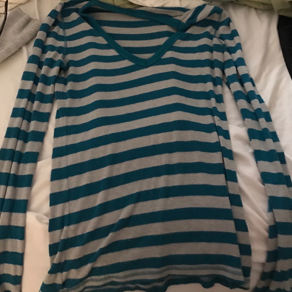 Blue gray stripped long sleeve shirt