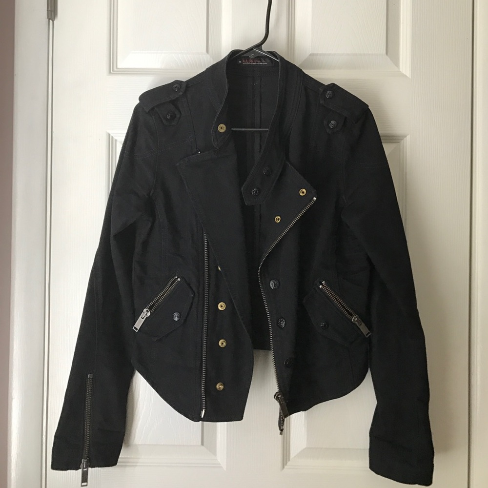 Guess Premium Military Black Denim Jacket Medium