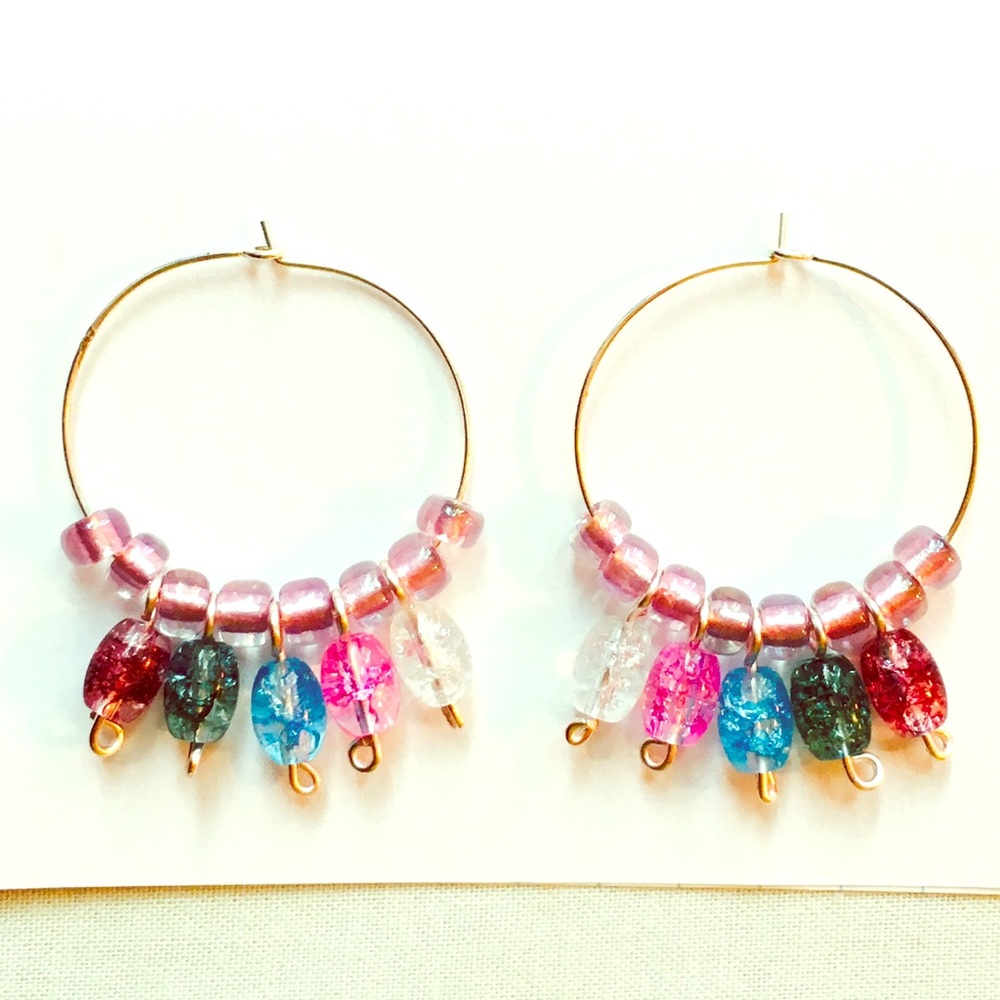 Crackle bead glass earrings