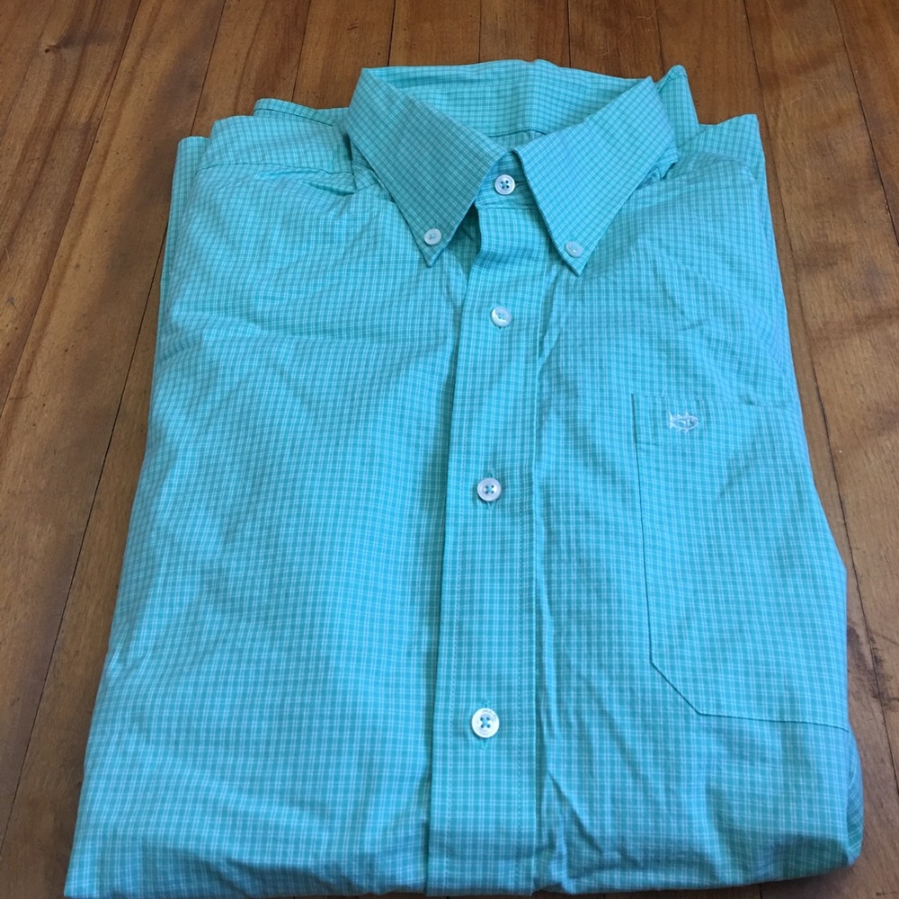 Mint green button down shirt