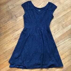 Anthropologie Deletta dark blue floral lace dress