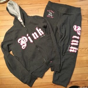 Pink sweatshirt and sweatpants