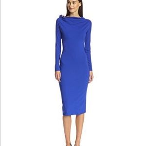 NWT Gracia Blue Midi Dress with floral broach