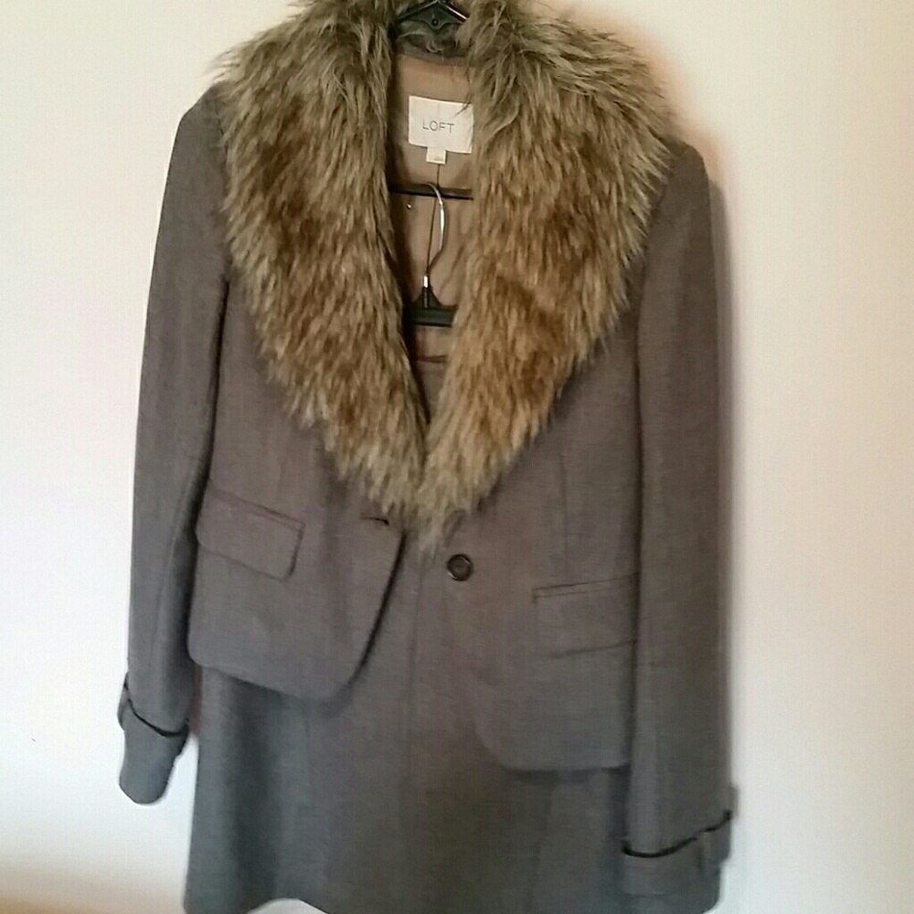 Loft brown tweed jacket and skirt suit.