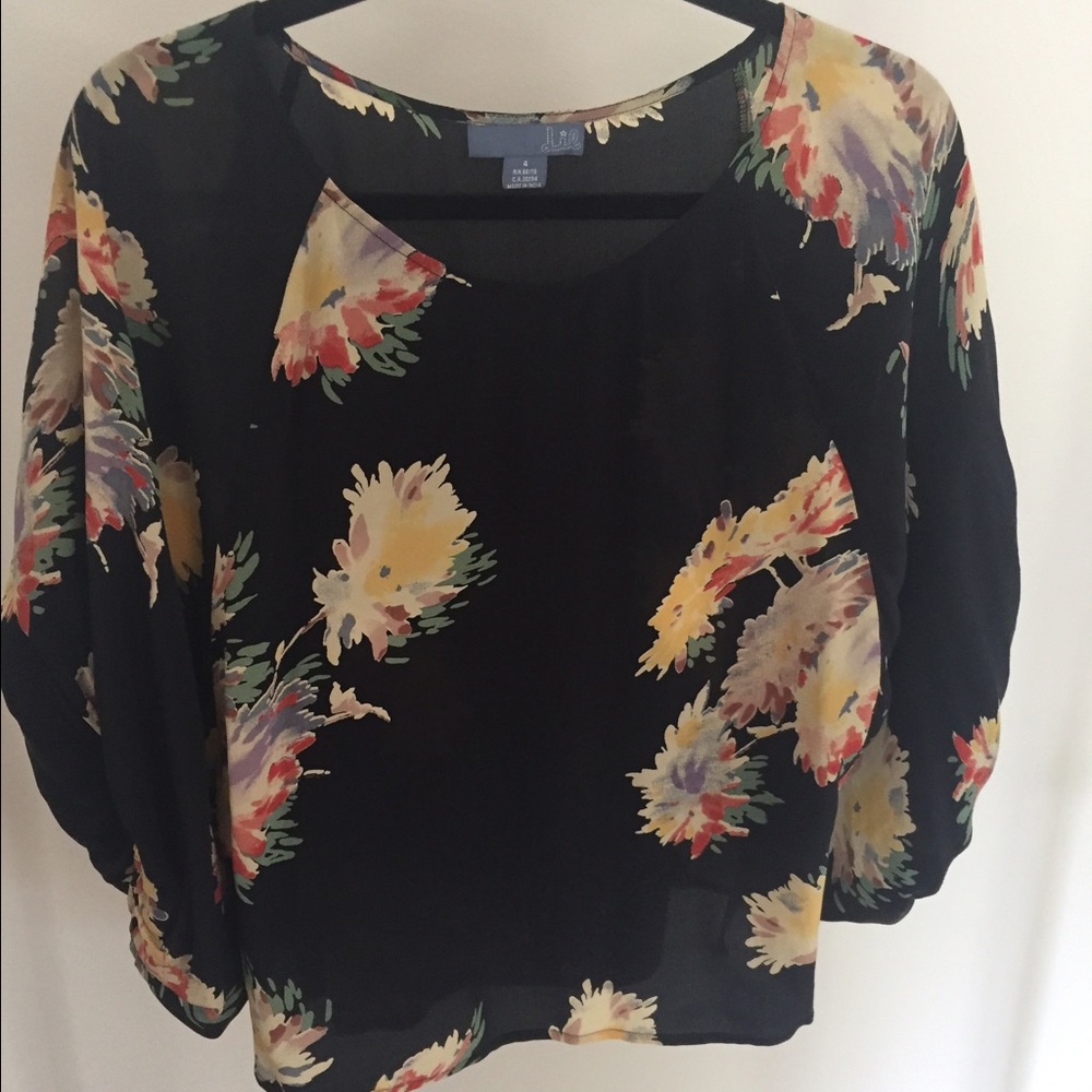 Anthropologie floral silk blouse