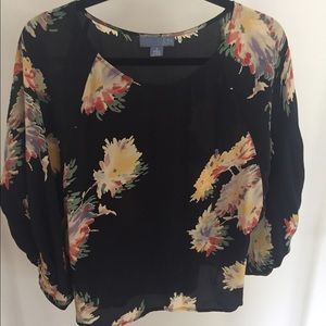 Anthropologie floral silk blouse