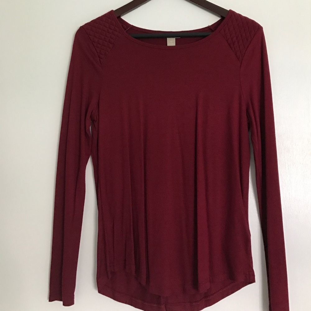 Banana Republic Quilted Shoulder Top (Burgundy)