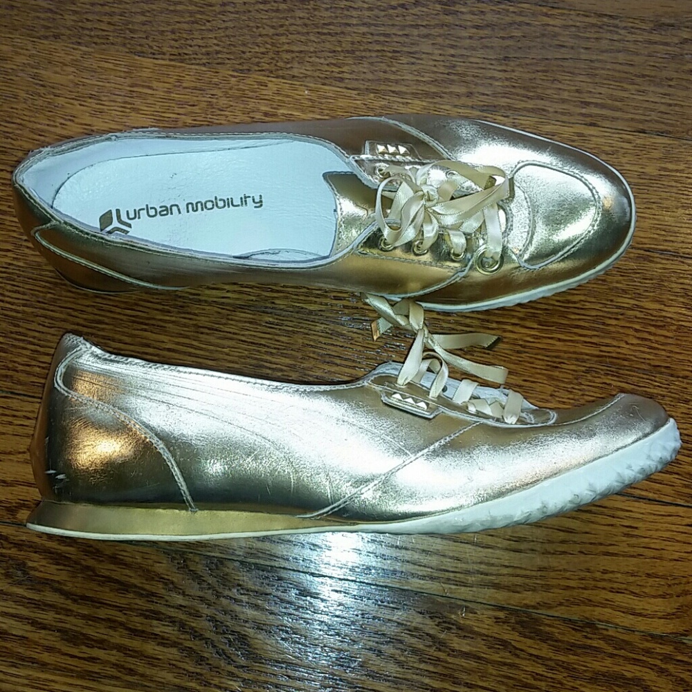 PUMA Metallic gold track inspired sneakers